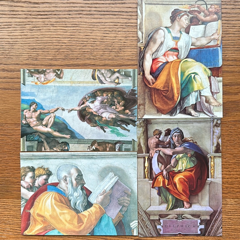 4 postcards from Sistine Chapel in Vatican